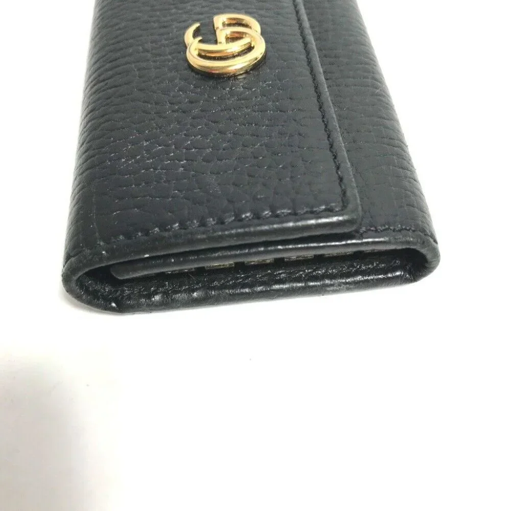 GUCCI 456118 GG Marmont 6-Ring key Key Case Leather Black/Gold